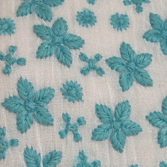 Soft Surroundings Gauzey Juniper Dress Blue White Embroidered Sz Medium Cotton - Picture 6 of 16